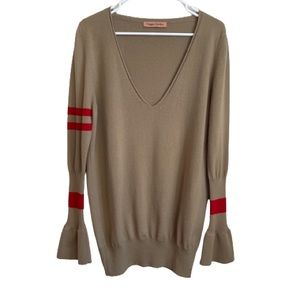 Maggie Marilyn 100% Merino Wool Varsity Stripe Bell Sleeve Sweater Size Small